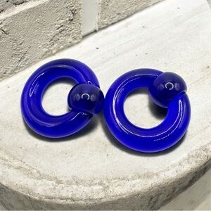 00g (10mm) Pair Blue Acrylic Captive Bead Rings - Body Piercing Jewelry New!